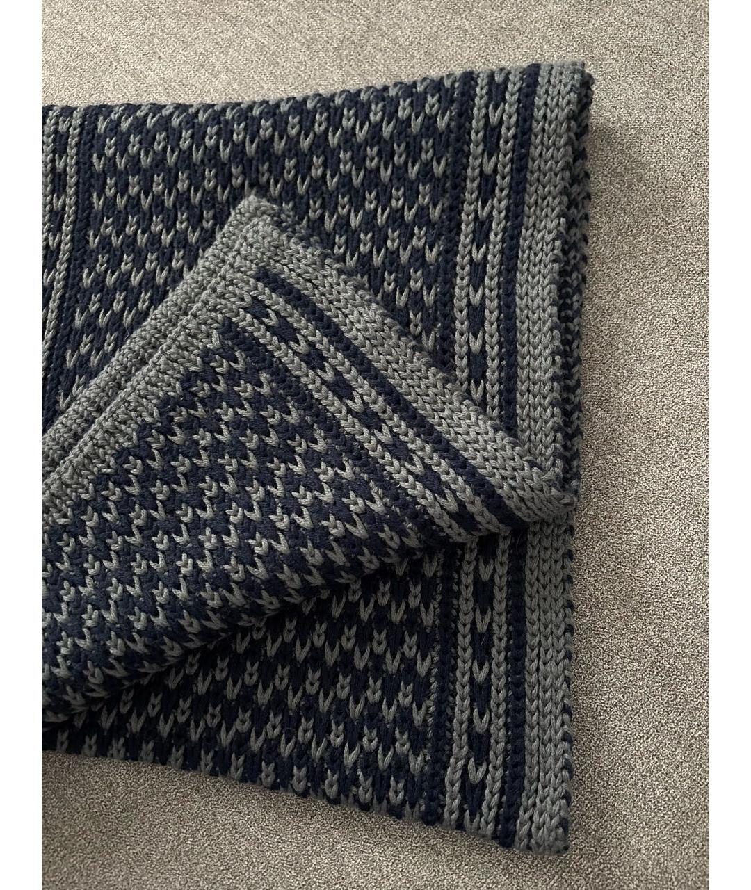 EMPORIO ARMANI Темно-синий шерстяной шарф, фото 2