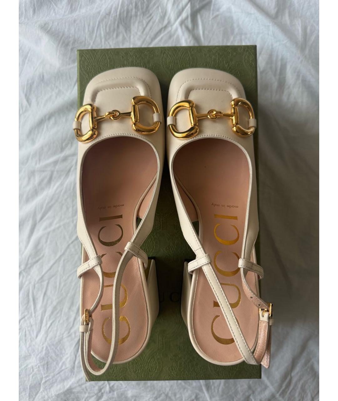 GUCCI Белые кожаные туфли, фото 3