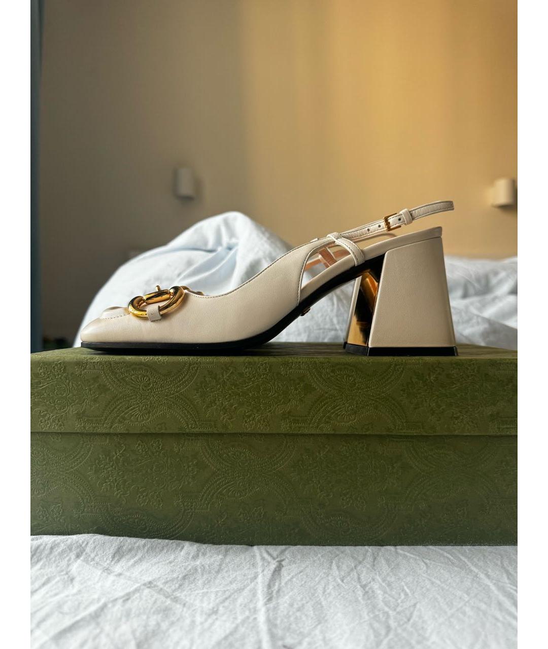 GUCCI Белые кожаные туфли, фото 8