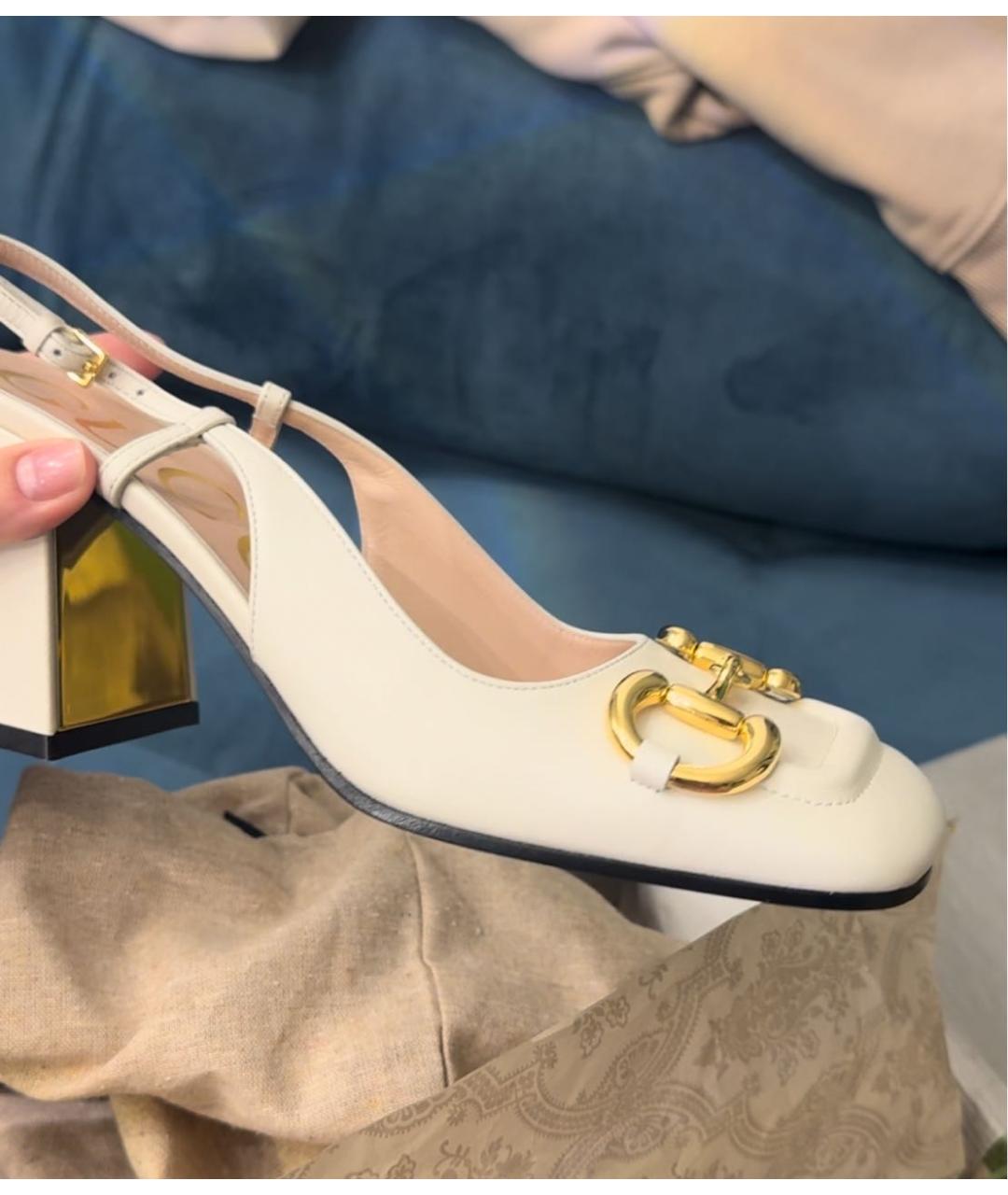 GUCCI Белые кожаные туфли, фото 6