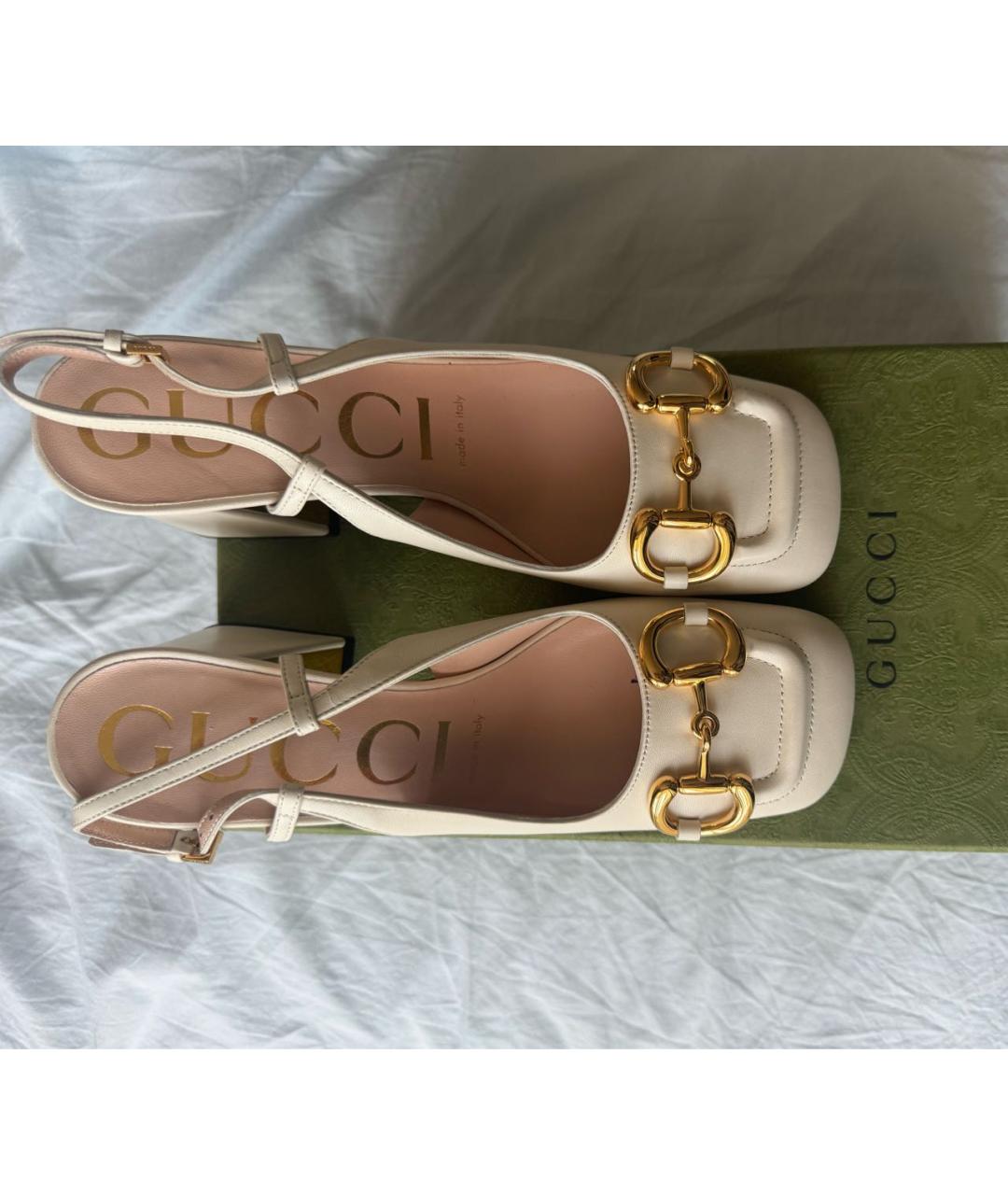 GUCCI Белые кожаные туфли, фото 2