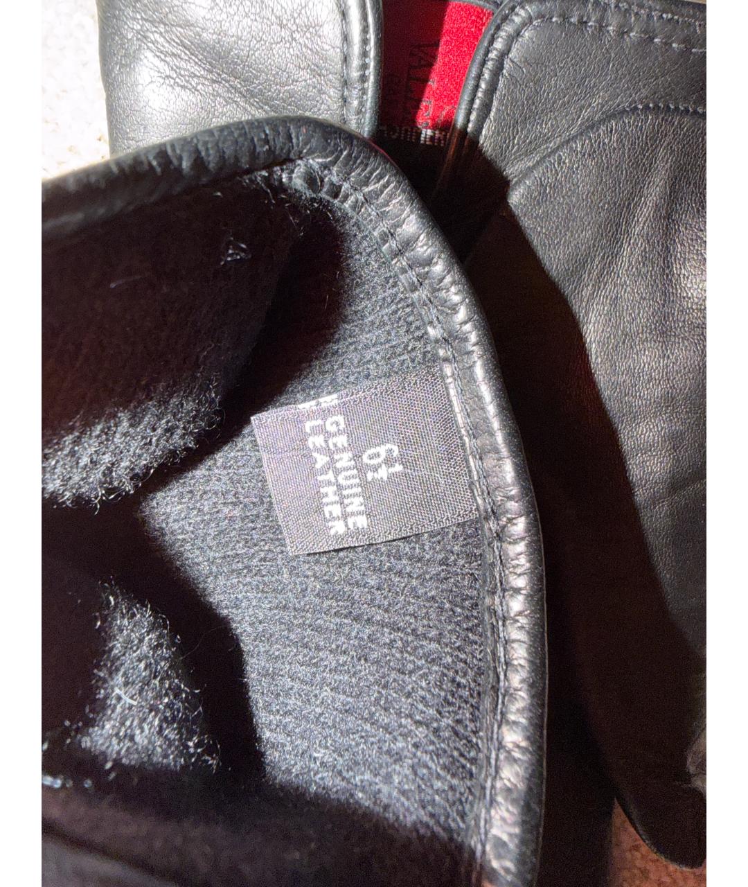 VALENTINO Черные кожаные перчатки, фото 4