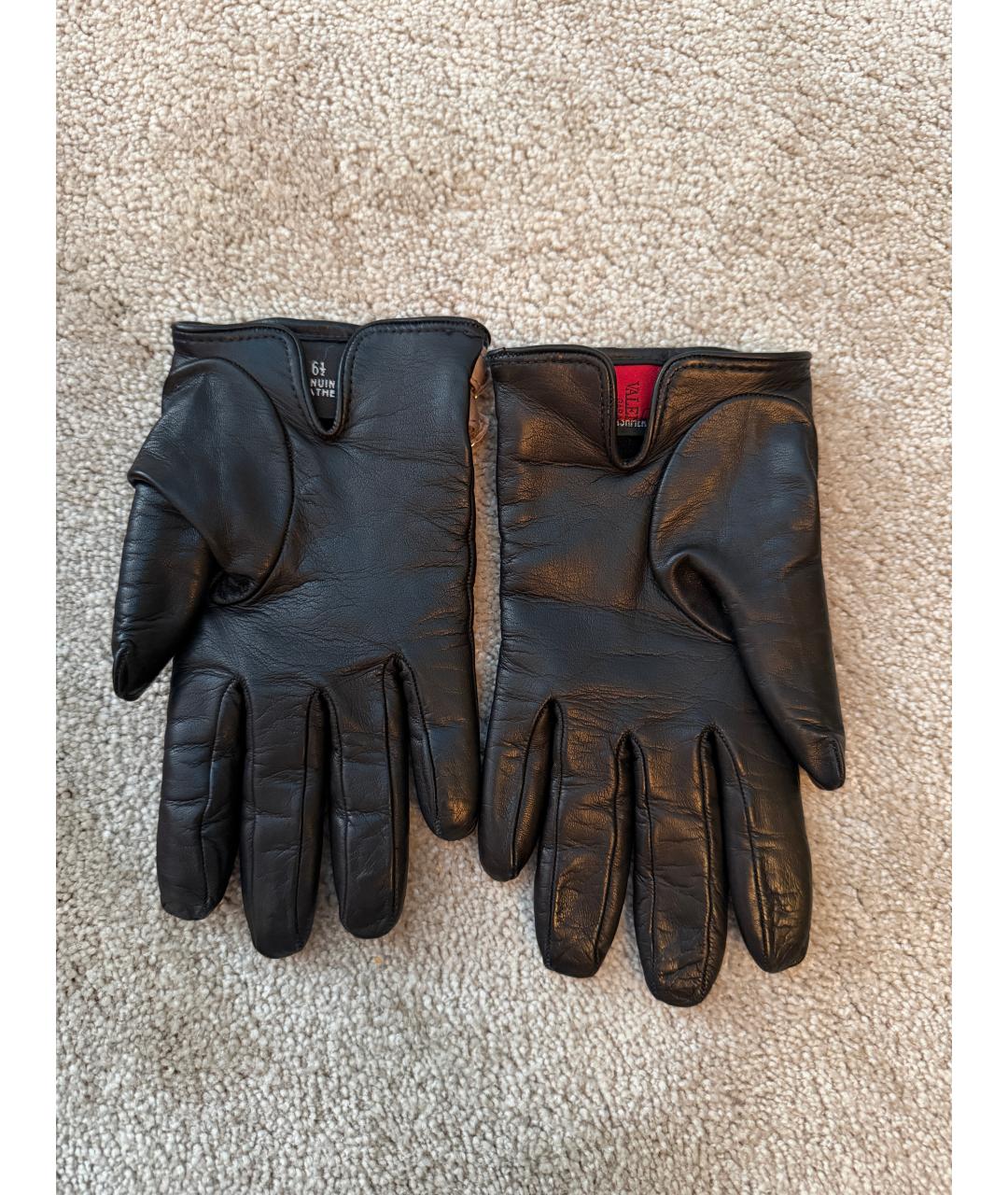 VALENTINO Черные кожаные перчатки, фото 2