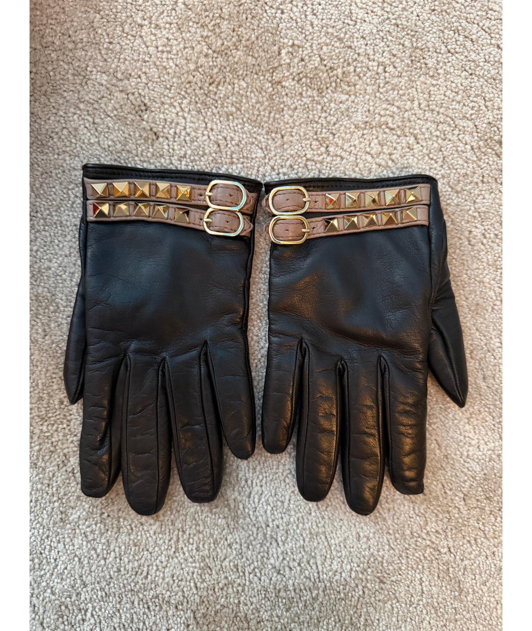 VALENTINO Черные кожаные перчатки, фото 7