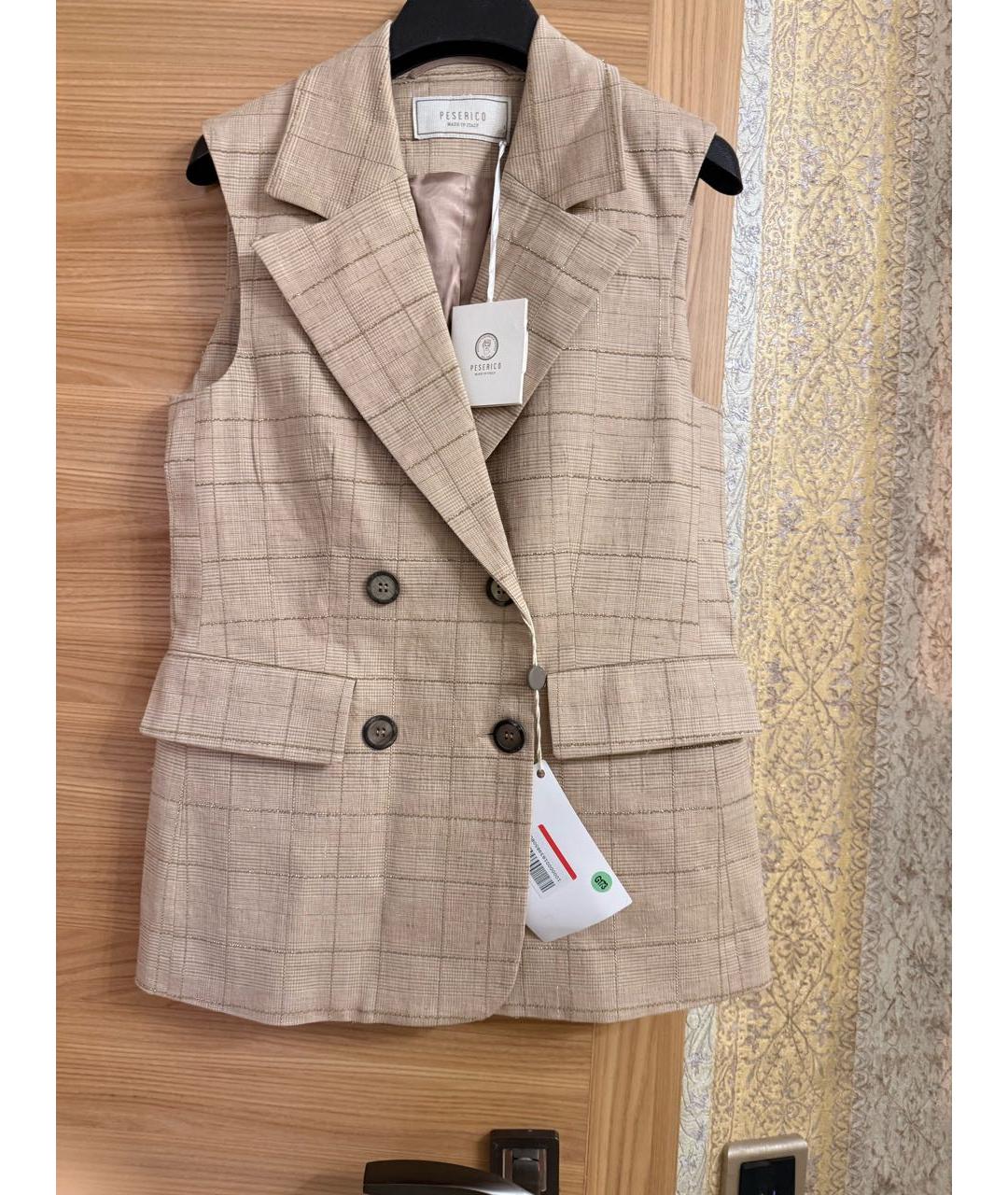 PESERICO Бежевый хлопковый жилет, фото 2