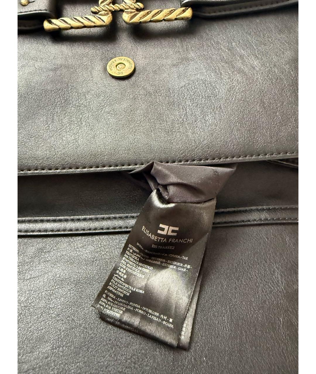 ELISABETTA FRANCHI Черная сумка через плечо из искусственной кожи, фото 3