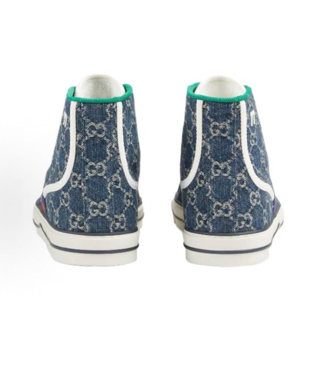 GUCCI Темно-синие текстильные высокие кроссовки / кеды, фото 4