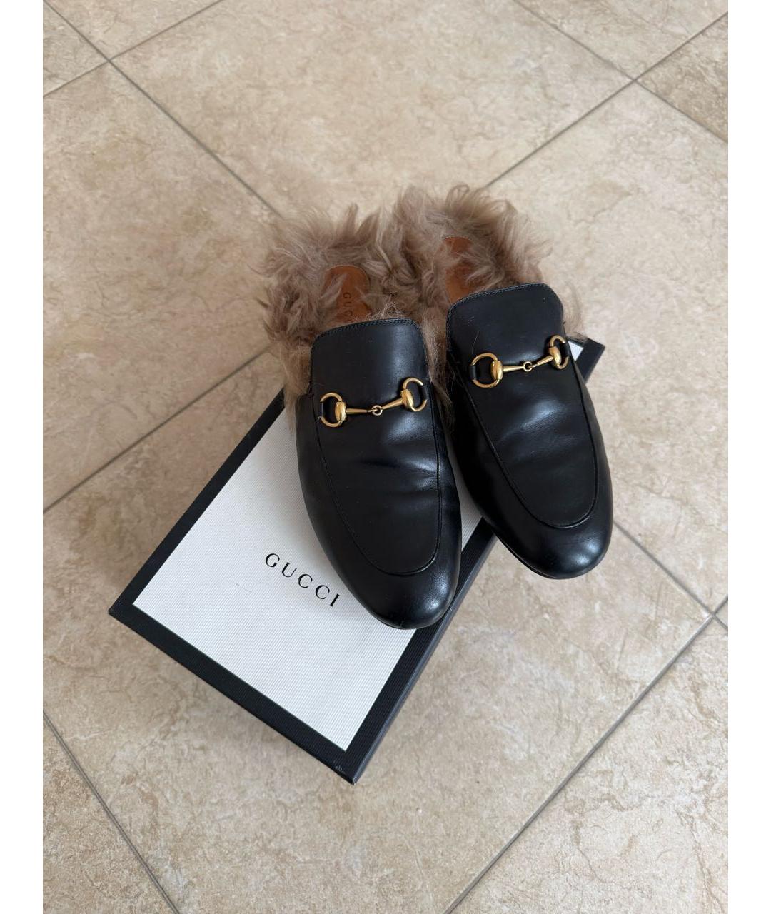 GUCCI Черные кожаные мюли, фото 5