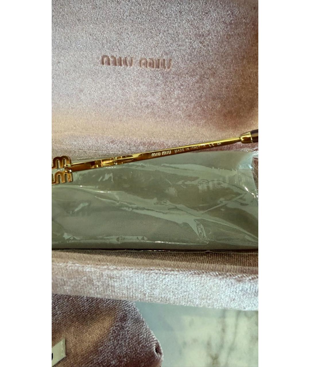 MIU MIU Золотые металлические солнцезащитные очки, фото 5