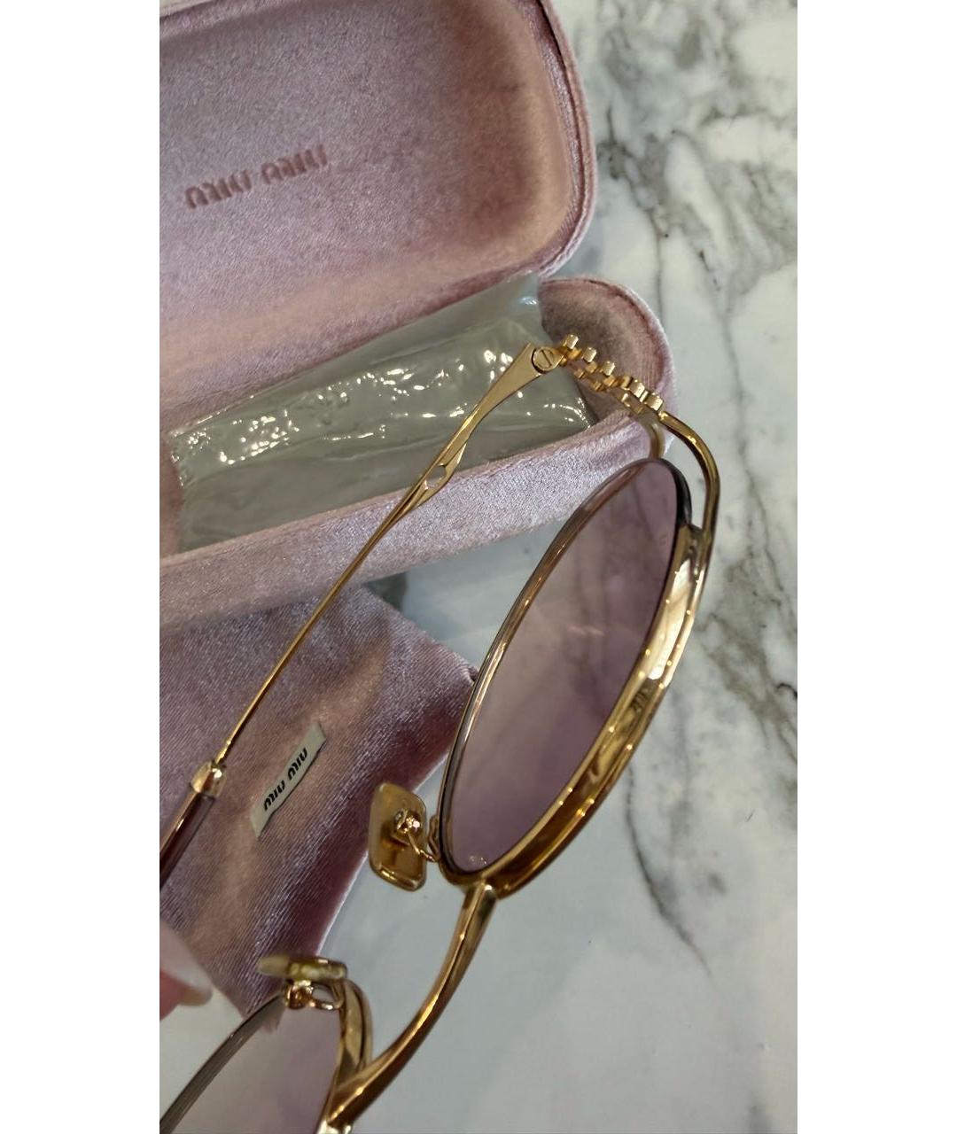 MIU MIU Золотые металлические солнцезащитные очки, фото 4