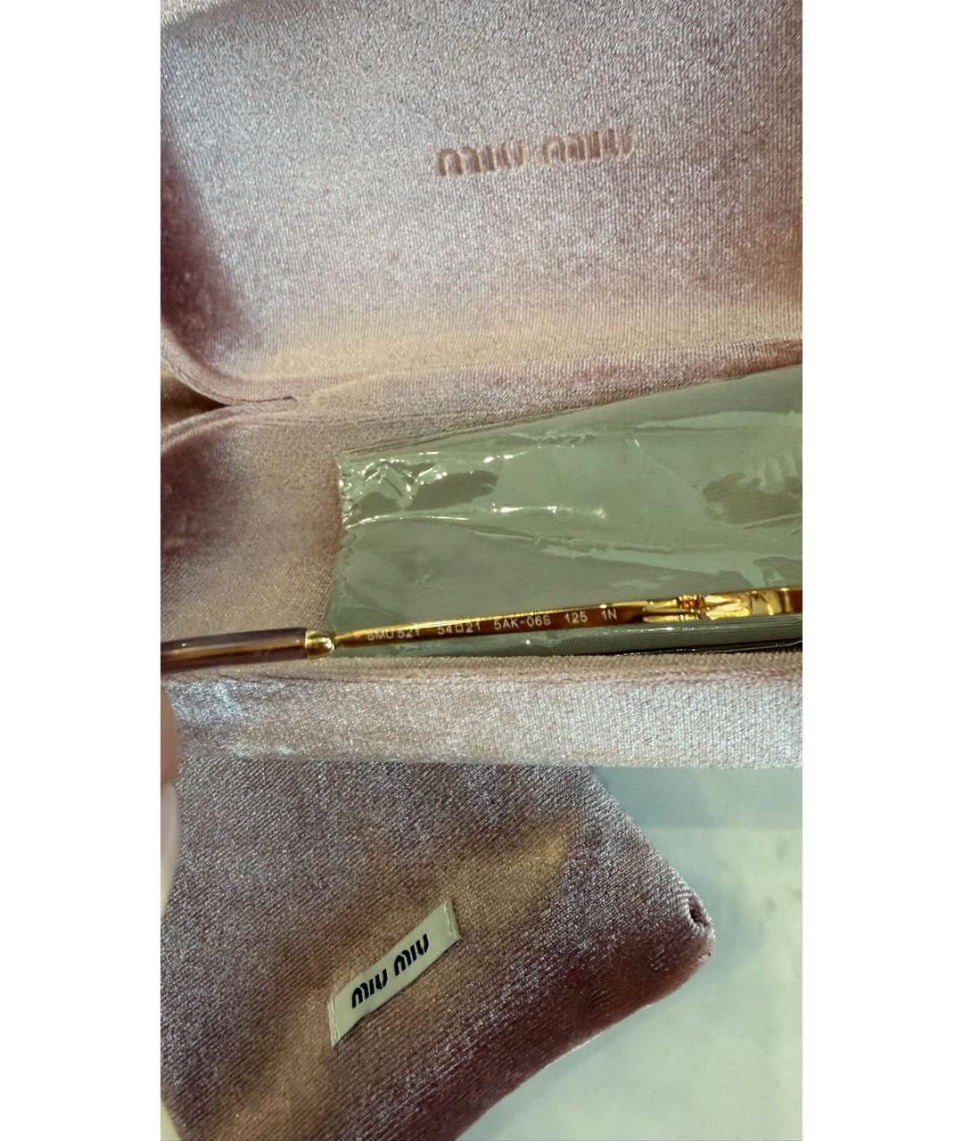 MIU MIU Золотые металлические солнцезащитные очки, фото 6