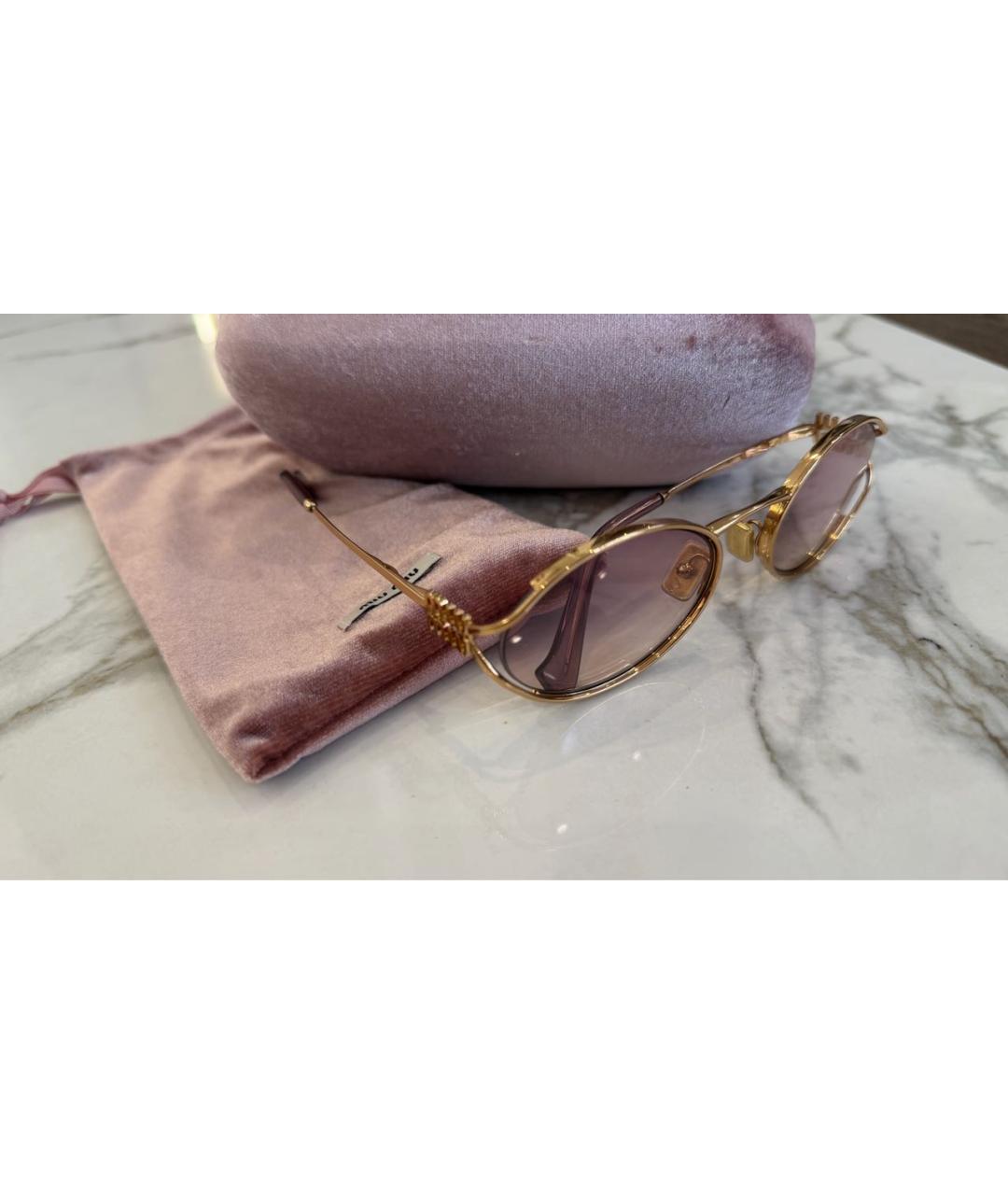 MIU MIU Золотые металлические солнцезащитные очки, фото 8