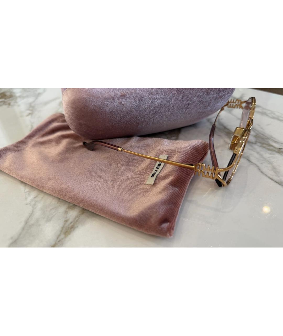 MIU MIU Золотые металлические солнцезащитные очки, фото 7