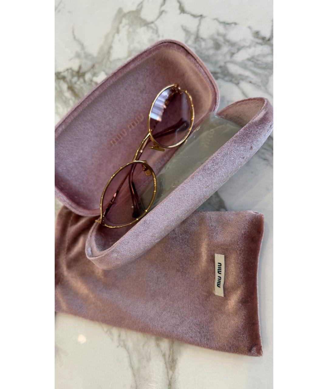 MIU MIU Золотые металлические солнцезащитные очки, фото 2