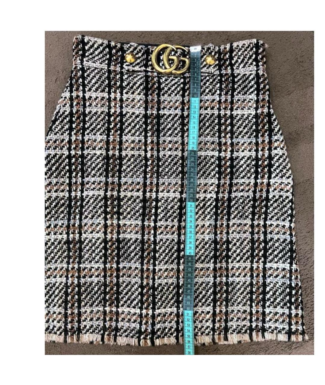 GUCCI Бежевая шерстяная юбка мини, фото 4