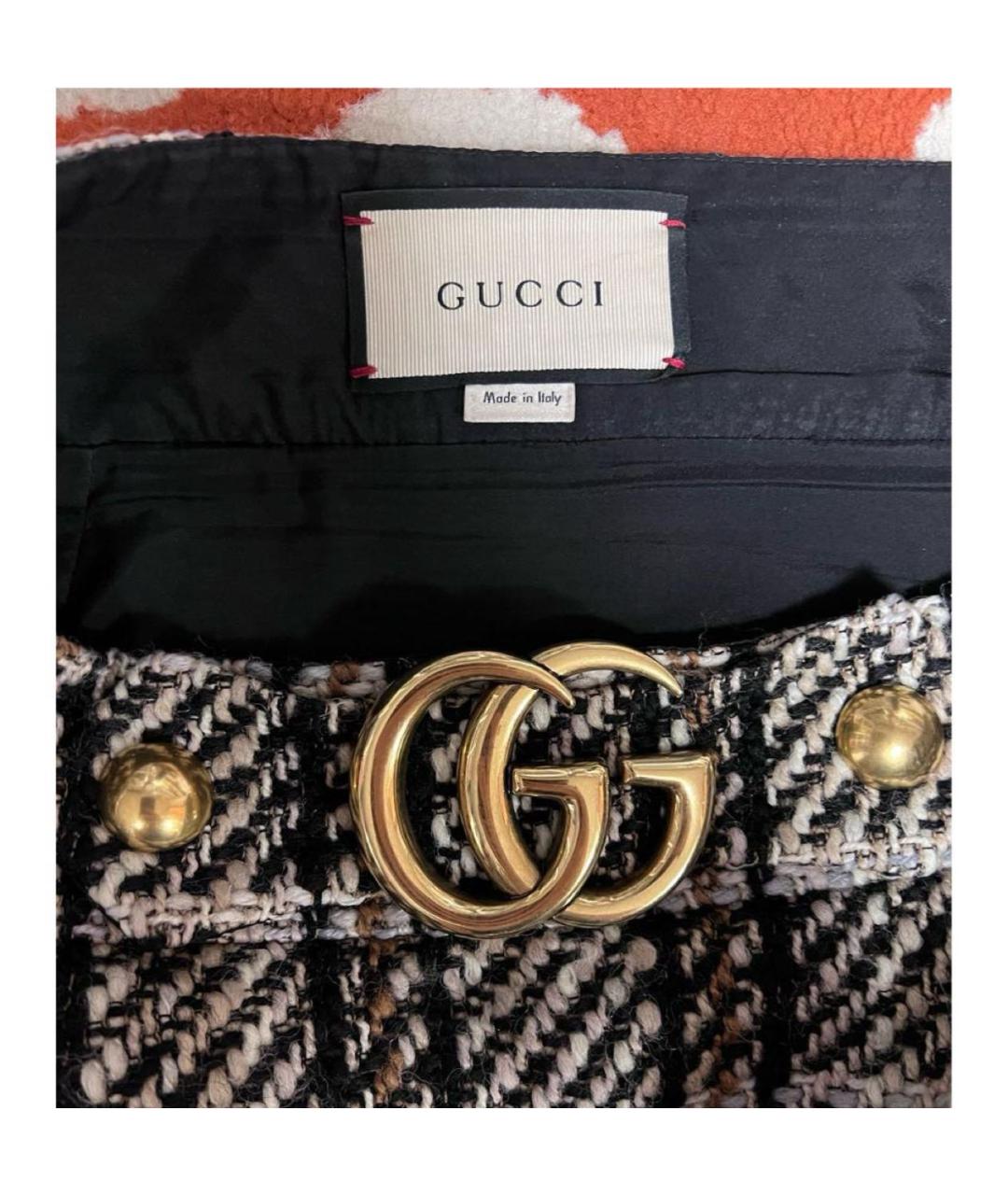 GUCCI Бежевая шерстяная юбка мини, фото 3