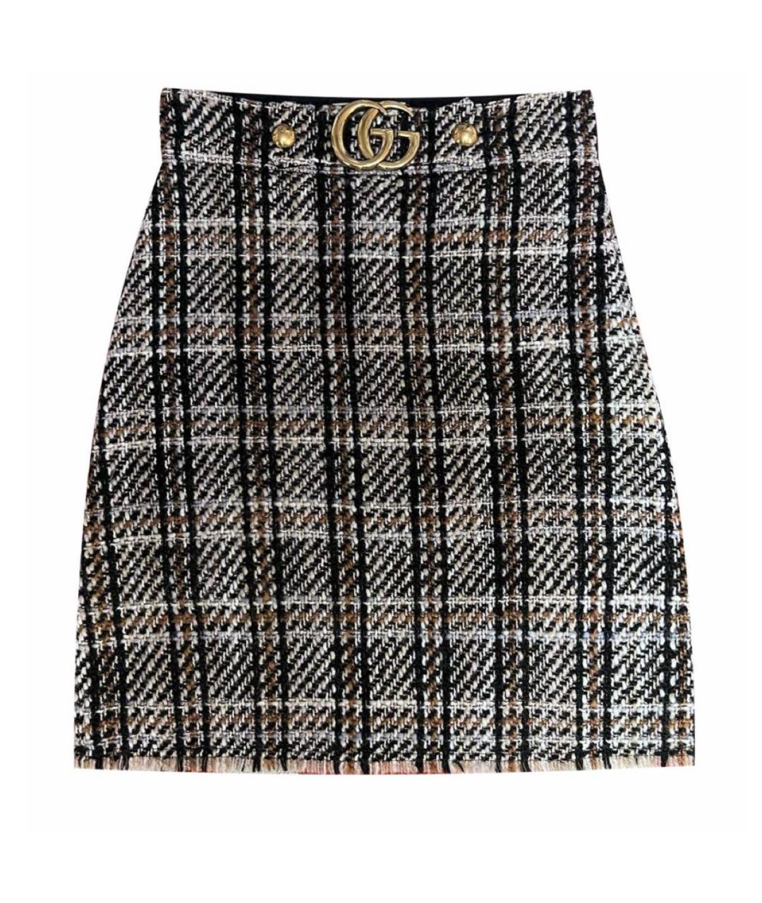 GUCCI Бежевая шерстяная юбка мини, фото 1