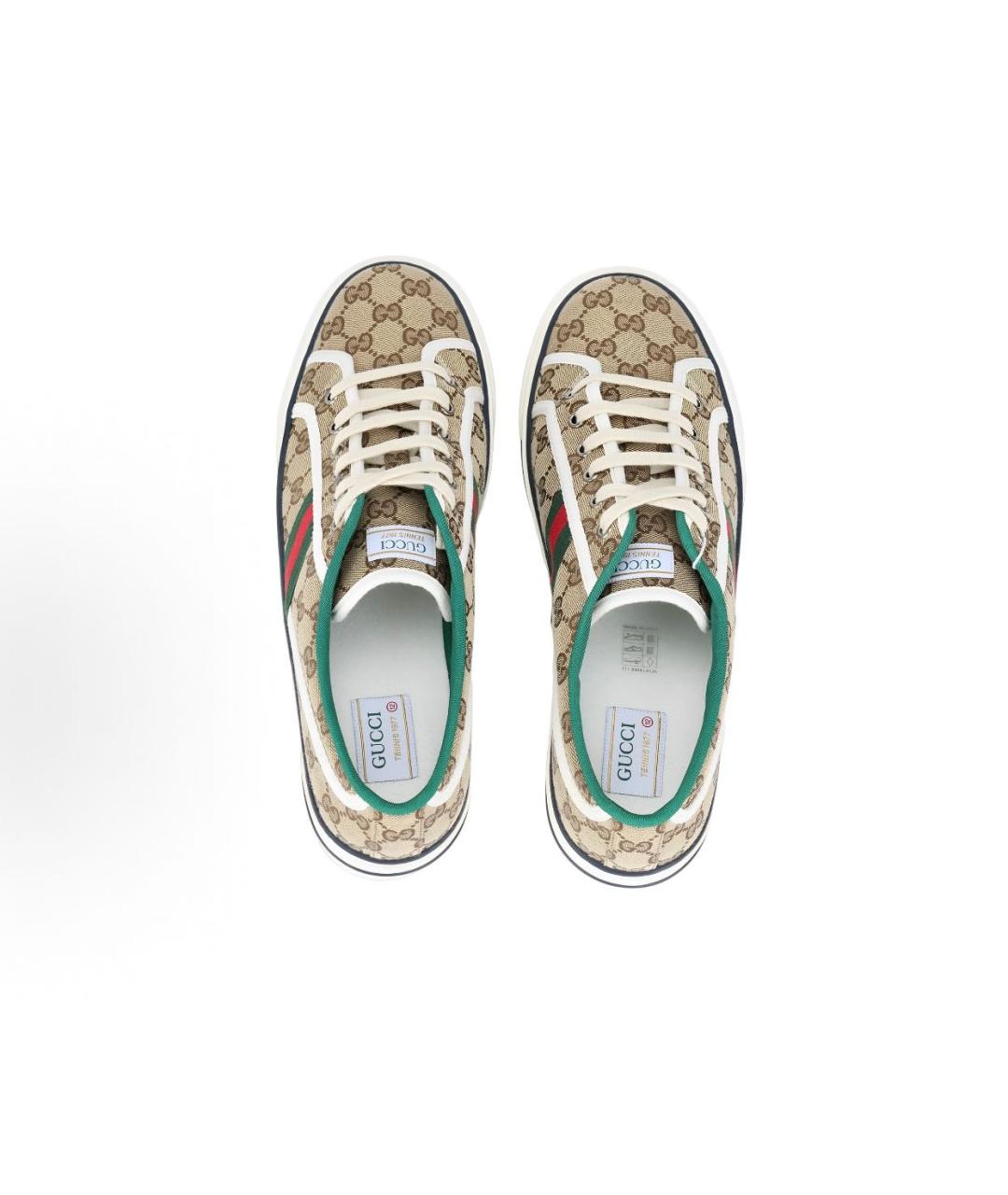 GUCCI Бежевые текстильные низкие кроссовки / кеды, фото 2