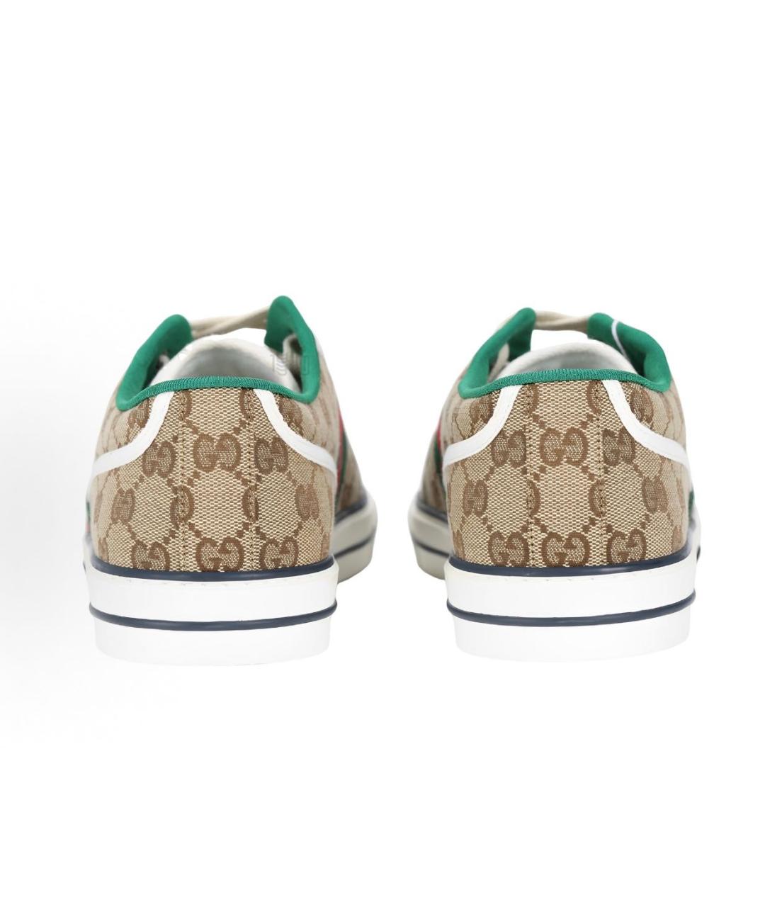 GUCCI Бежевые текстильные низкие кроссовки / кеды, фото 3