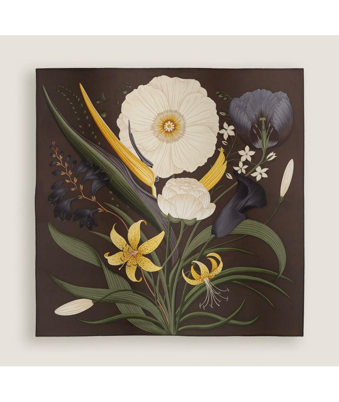 HERMES Коричневый шелковый платок, фото 6