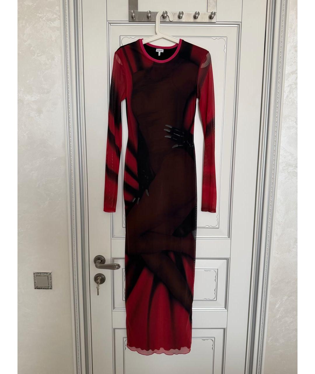 LOEWE Красное сетчатое повседневное платье, фото 4