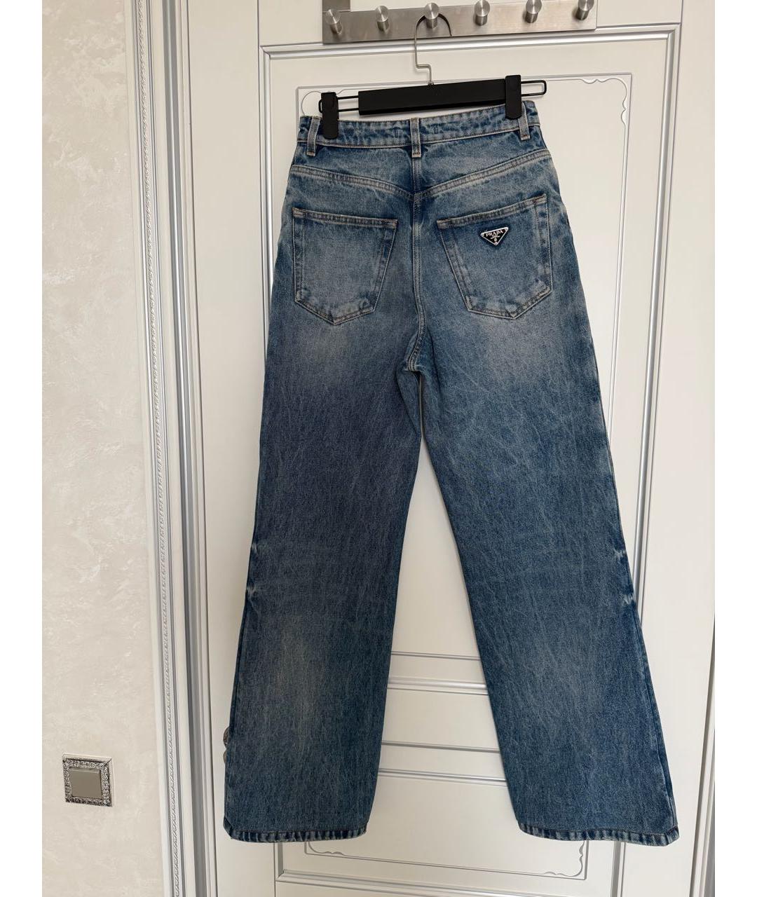PRADA Синие хлопковые прямые джинсы, фото 2