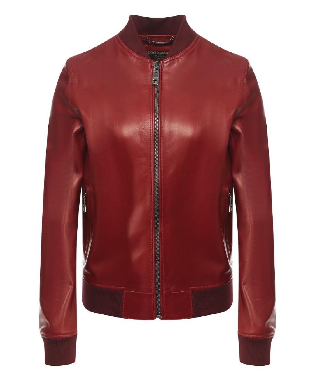DOLCE&GABBANA Бордовая кожаная куртка, фото 6