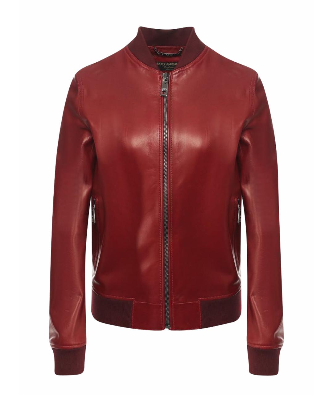 DOLCE&GABBANA Бордовая кожаная куртка, фото 1