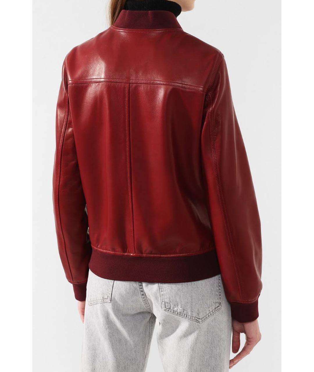DOLCE&GABBANA Бордовая кожаная куртка, фото 2