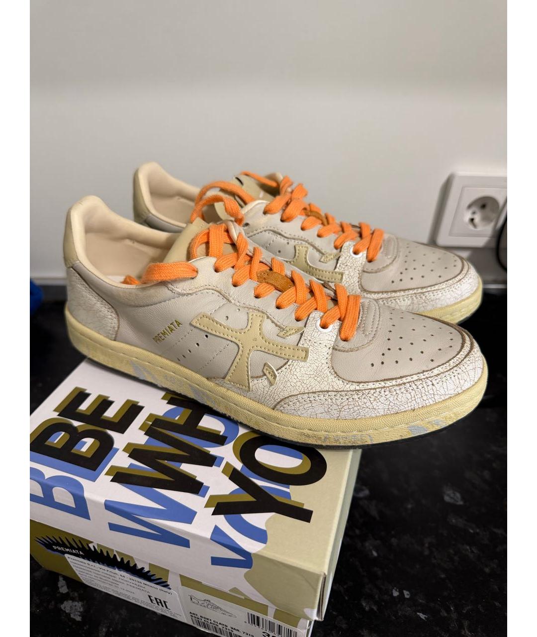 PREMIATA Бежевые кожаные кеды, фото 2