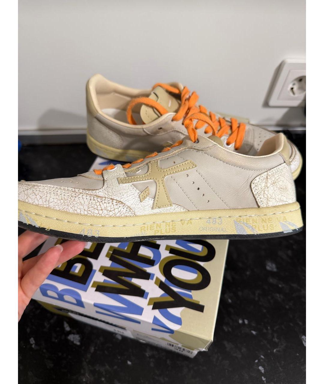 PREMIATA Бежевые кожаные кеды, фото 6