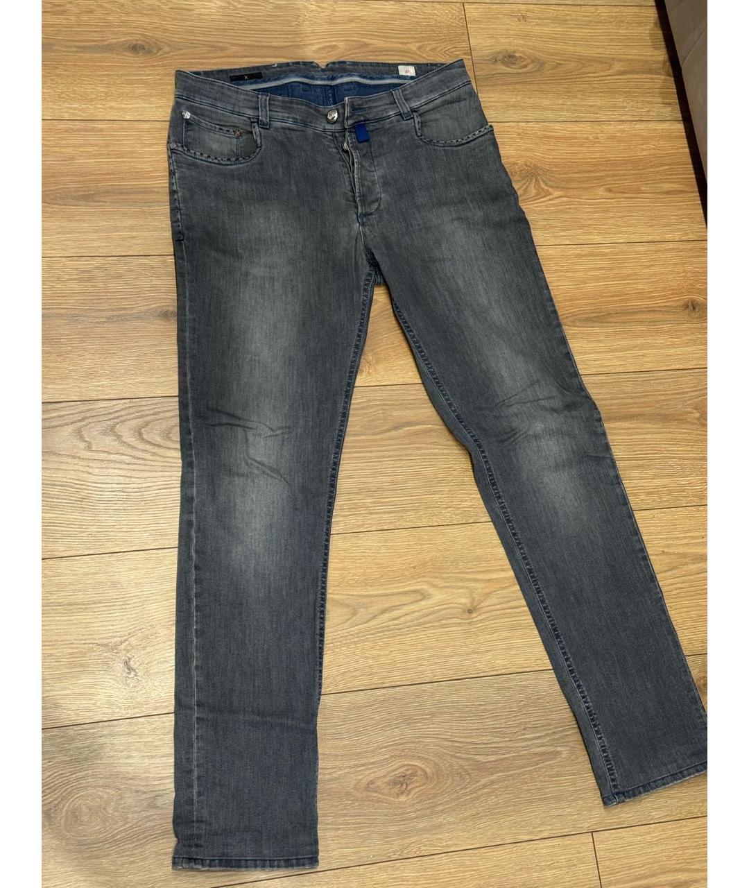 7 FOR ALL MANKIND Антрацитовые хлопковые прямые джинсы, фото 7