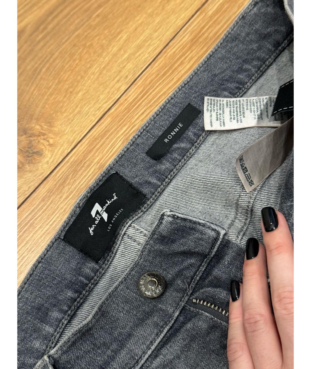 7 FOR ALL MANKIND Антрацитовые хлопковые прямые джинсы, фото 3