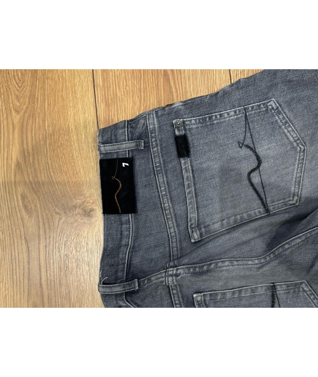 7 FOR ALL MANKIND Антрацитовые хлопковые прямые джинсы, фото 5