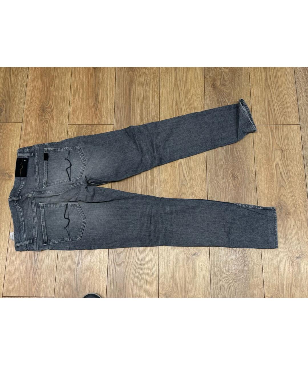 7 FOR ALL MANKIND Антрацитовые хлопковые прямые джинсы, фото 2