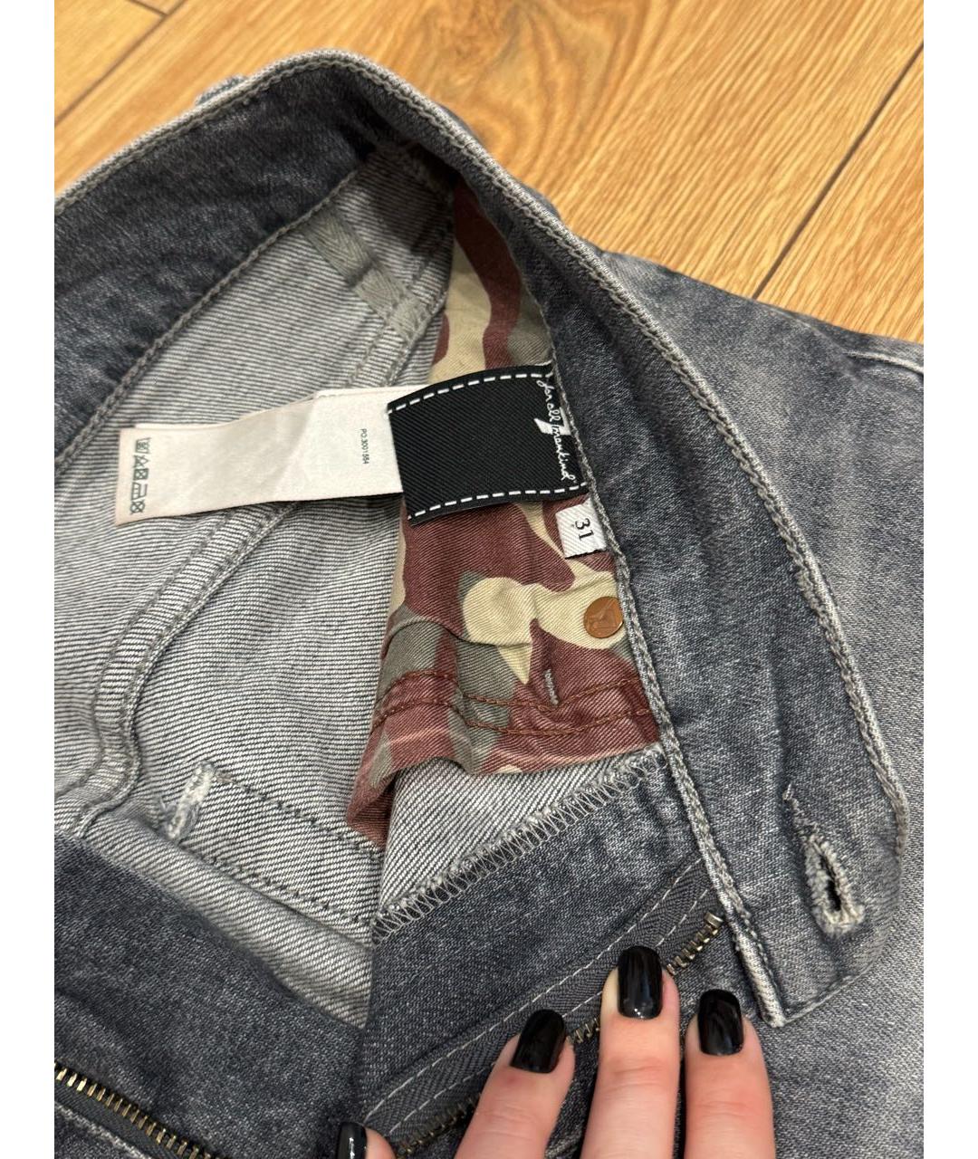 7 FOR ALL MANKIND Антрацитовые хлопковые прямые джинсы, фото 6