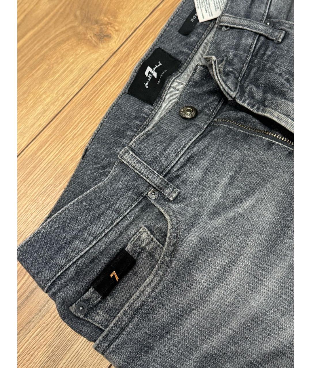 7 FOR ALL MANKIND Антрацитовые хлопковые прямые джинсы, фото 4