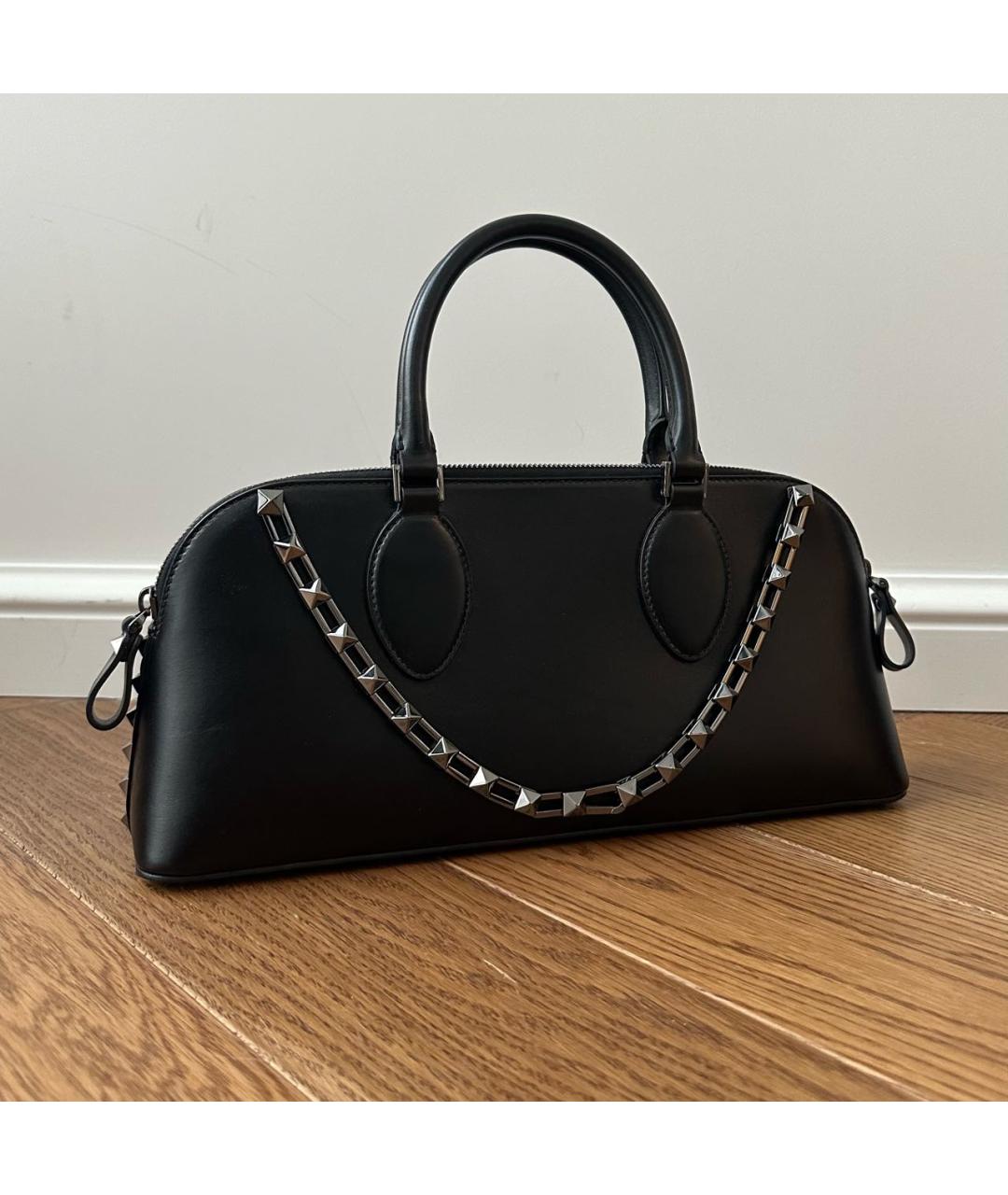 VALENTINO Черная кожаная сумка с короткими ручками, фото 2