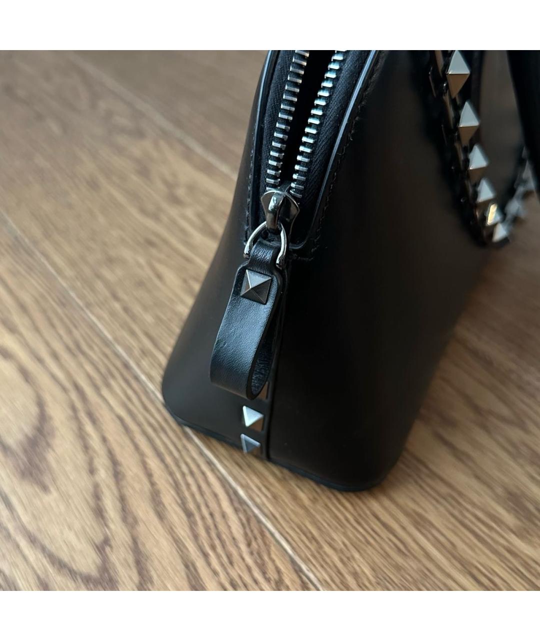 VALENTINO Черная кожаная сумка с короткими ручками, фото 8