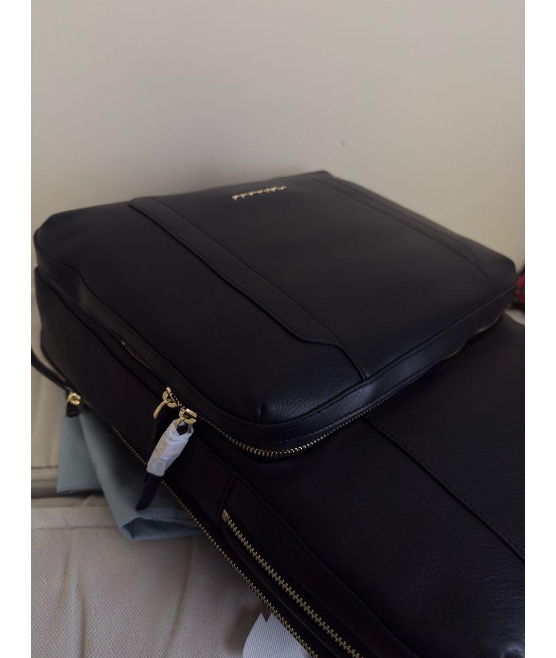 PIQUADRO Черный кожаный рюкзак, фото 2