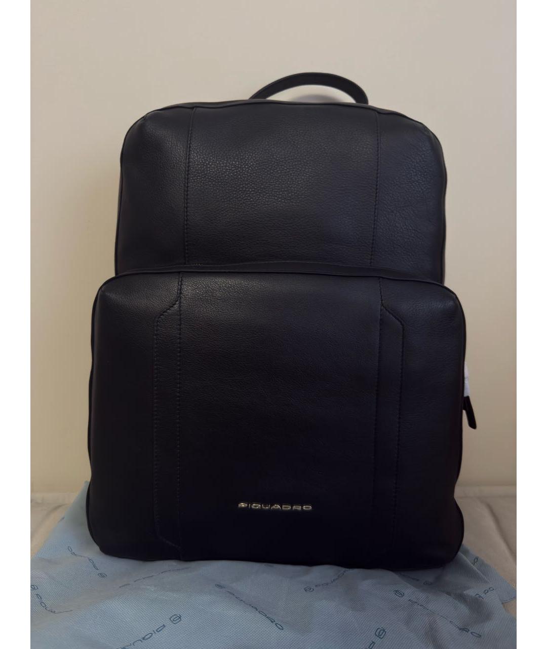 PIQUADRO Черный кожаный рюкзак, фото 6