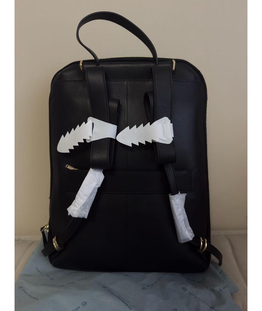PIQUADRO Черный кожаный рюкзак, фото 5