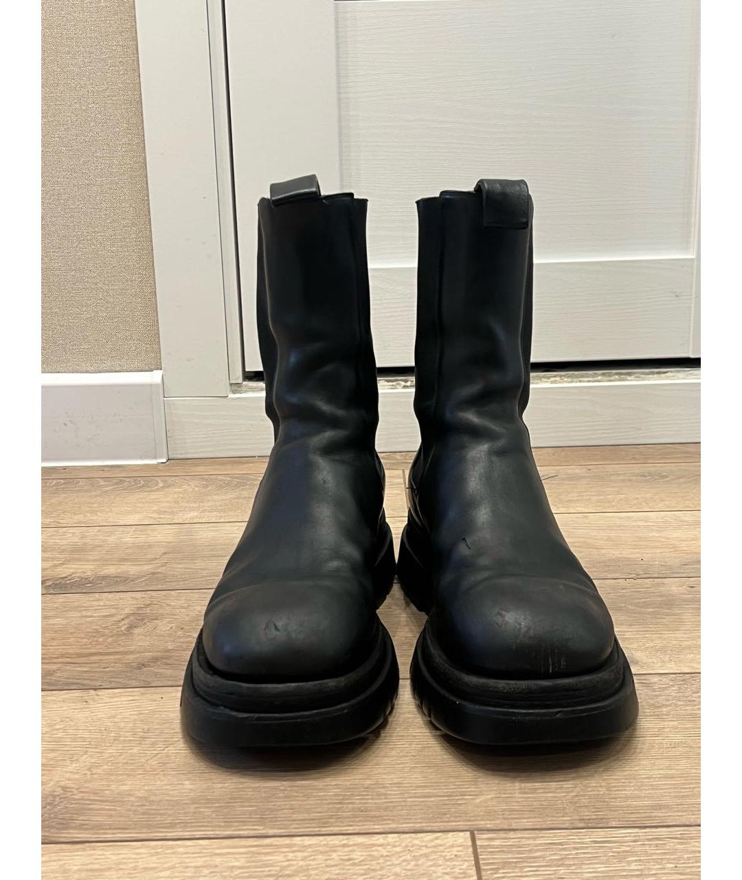 BOTTEGA VENETA Черные кожаные высокие ботинки, фото 2