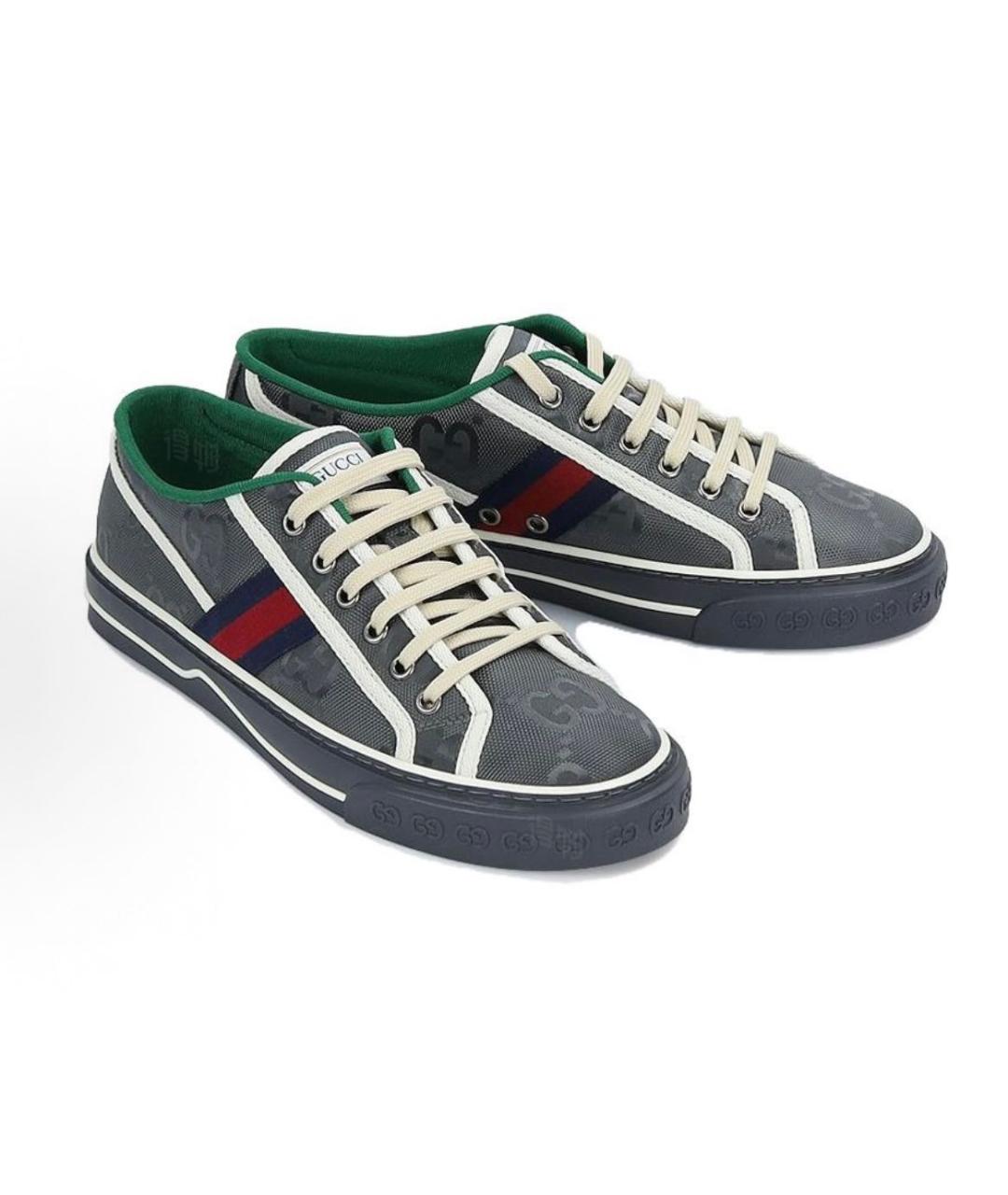 GUCCI Темно-синие текстильные низкие кроссовки / кеды, фото 2