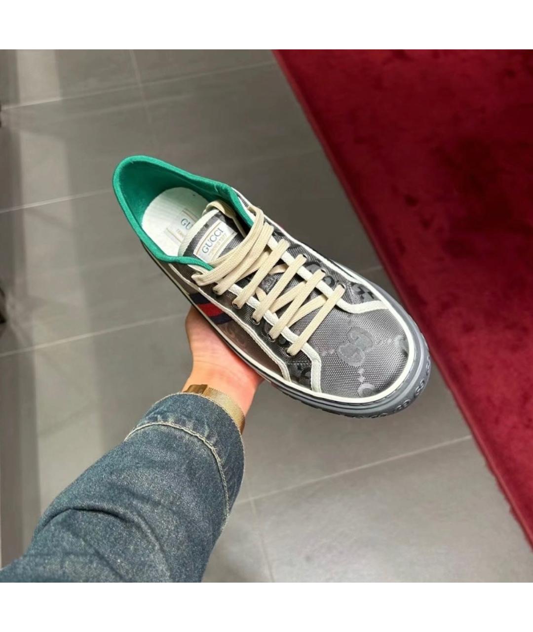 GUCCI Темно-синие текстильные низкие кроссовки / кеды, фото 5