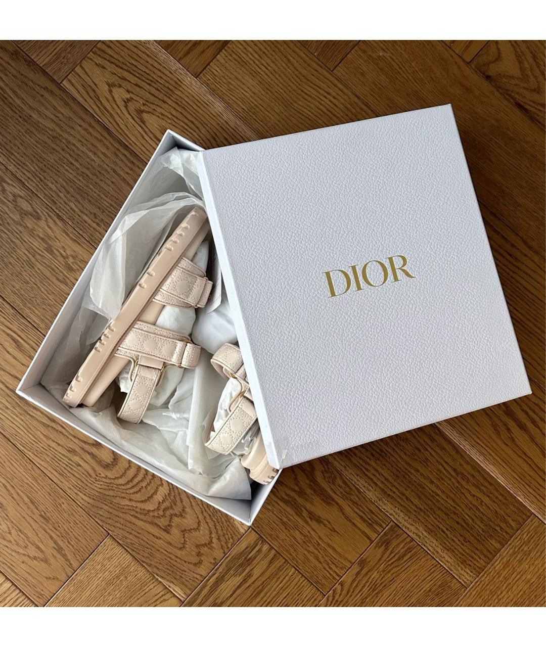 CHRISTIAN DIOR Розовые кожаные сандалии, фото 6