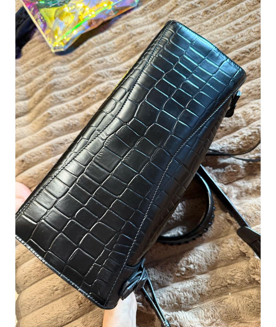 BALENCIAGA Черная кожаная сумка тоут, фото 7