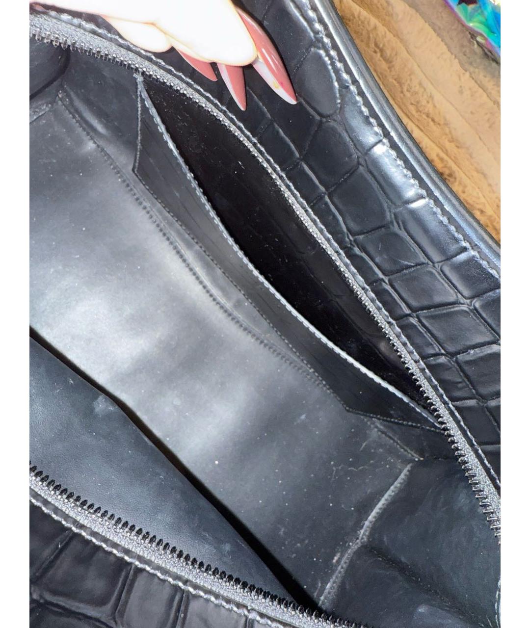 BALENCIAGA Черная кожаная сумка тоут, фото 4