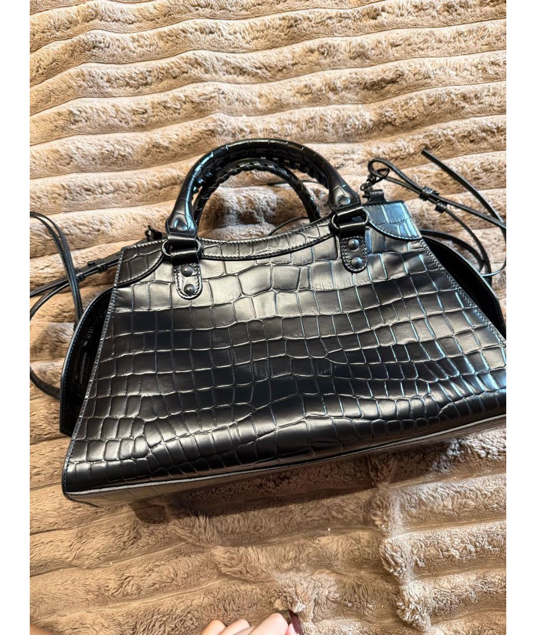 BALENCIAGA Черная кожаная сумка тоут, фото 6