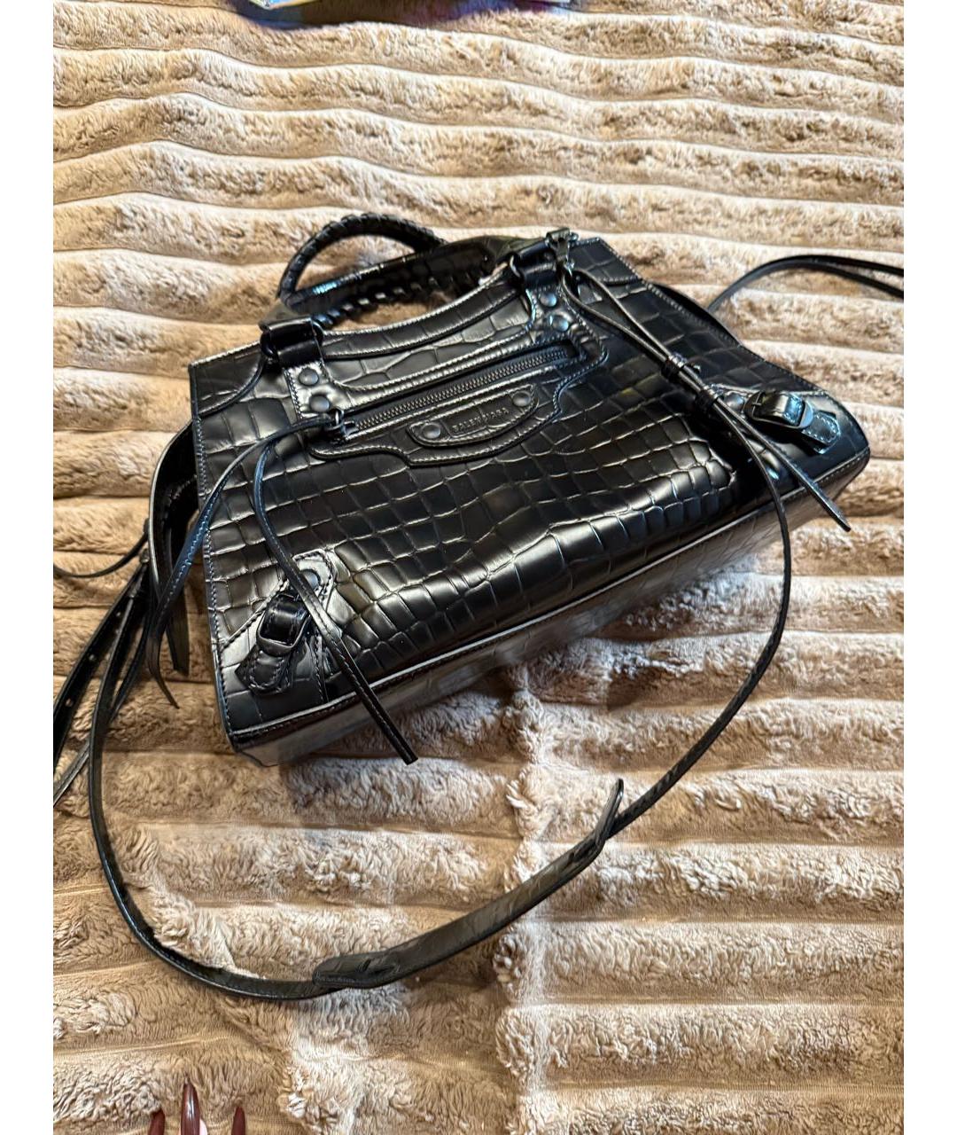 BALENCIAGA Черная кожаная сумка тоут, фото 5